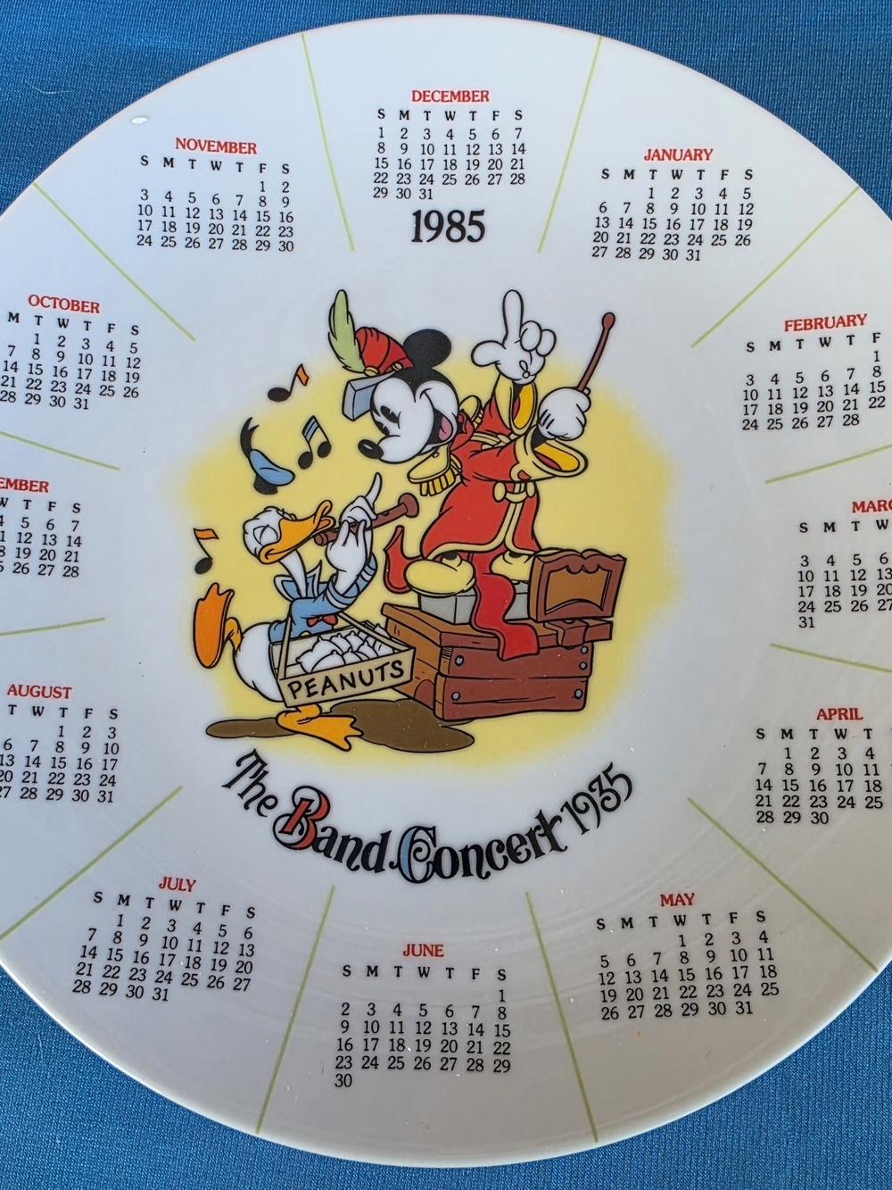 MICKEY MOUSE Disney Calendar Plate with Red, Yellow & Blue Band Concert